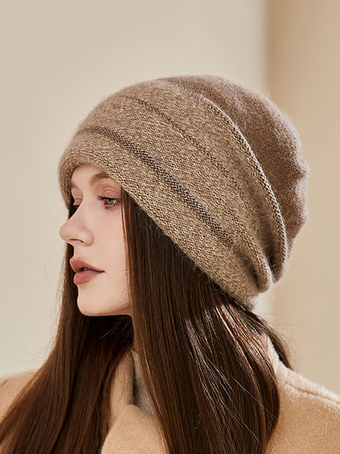 Women Winter Colorblock Warm Knit Hat