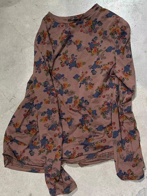 Women Vintage Floral Spring Loose Botton Shirt