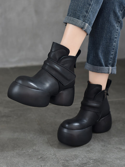 Women Fashion Soft Genuine Leather Platfrom Ankle Boots