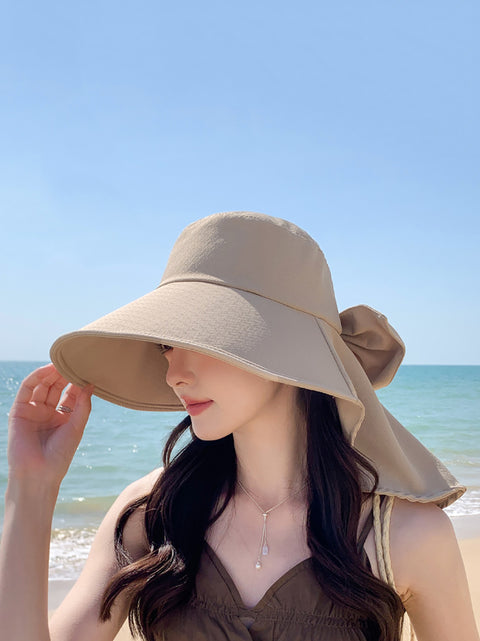 Women Casual Summer Sunproof Bowknot Shawl Hat