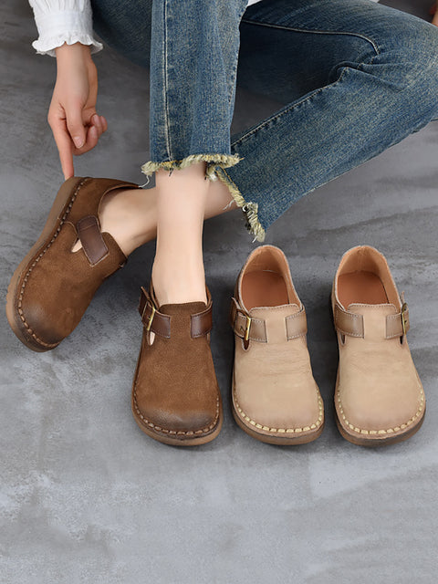 Women Spring Genuine Leather Flat Shoes