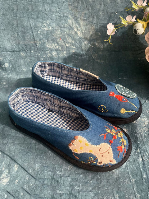 Women Vintage Spliced Embroidery Cloth Shoes