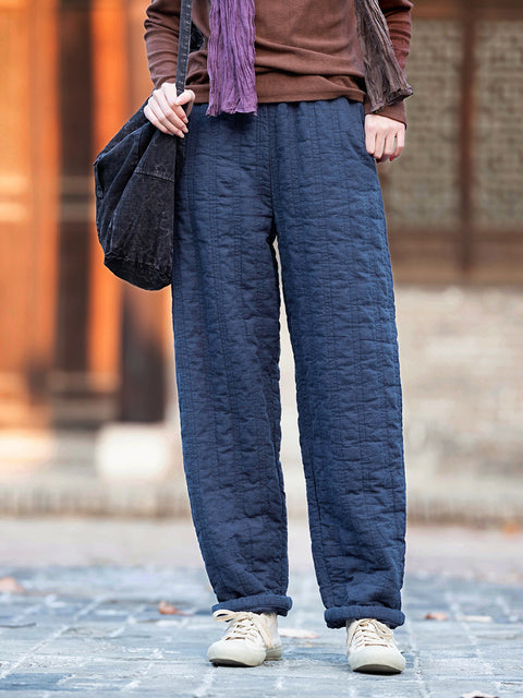 Women Winter Solid Thicken Padded Pants