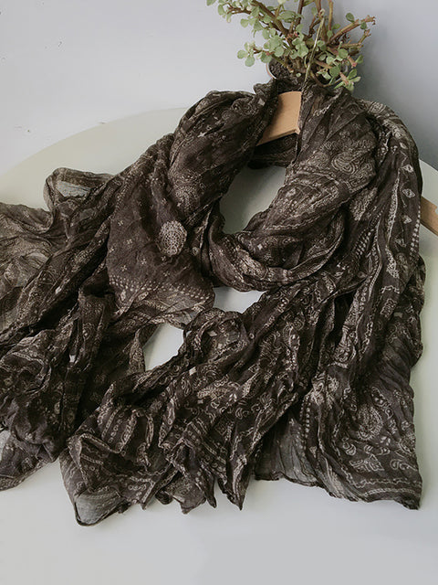 Women Ethnic Print Fold Soft Scarf