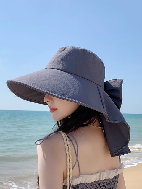 Women Casual Summer Sunproof Bowknot Shawl Hat