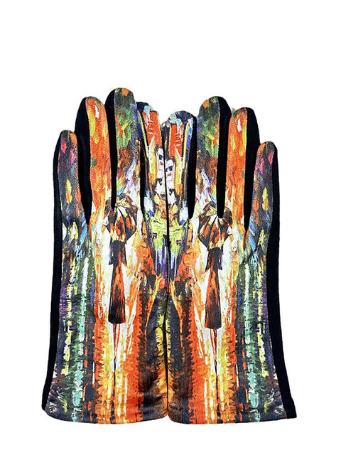 Women Fashion Print Warm Outdoor Gloves