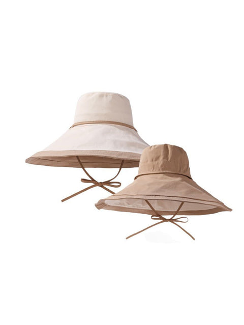 Women Summer Colorblock Sunproof Large Brim Hat