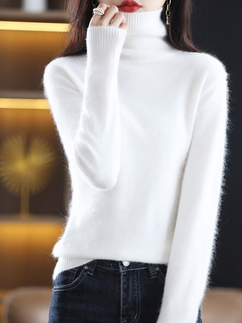 Women Autumn Casual Turtleneck Soft Cashmere Sweater