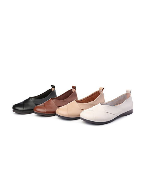 Women Casual Soft Leather Spliced Low Heel Shoes