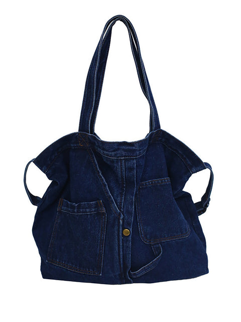 Women Vintage Solid Denim Shoulder Bag Crossbody Bag