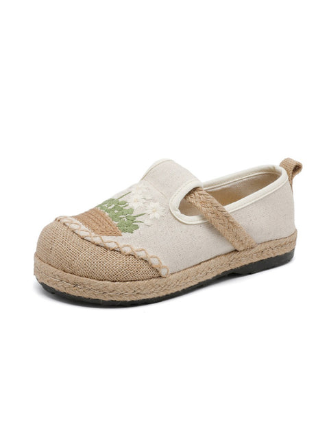 Ethnic Flower Embroidery Linen Cotton Shoes