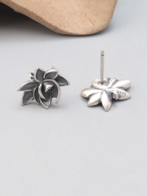 Vintage S925Sliver Flower Butterfly Ear Studs