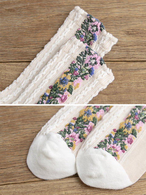 Retro Floral Jacquard Socks