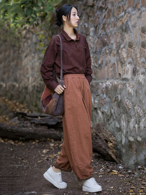 Women Spring Casual Solid Spliced Harem Pants