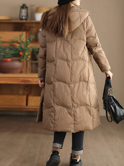 Women Winter Casual Hooded Long Down Coat