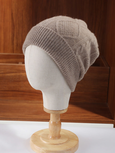 Unisex Winter Wool Cable Knit Warm Hat