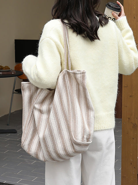 Women Casual Stripe Large Capacity Shoulder Bag