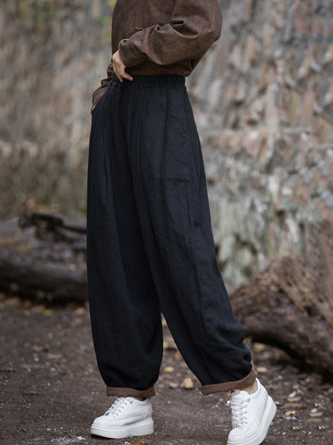 Women Spring Casual Solid Spliced Harem Pants