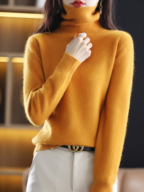 Women Autumn Casual Turtleneck Soft Cashmere Sweater