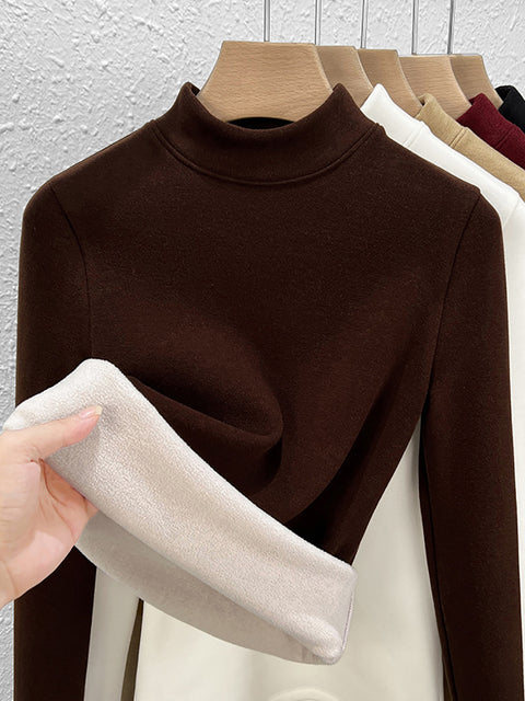 Women Autumn Casual Warm Half-Turtleneck Blouse