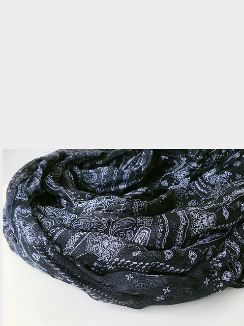 Women Ethnic Print Fold Soft Scarf