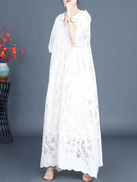 Women Summer Artsy Cutout Lace Maxi Dress