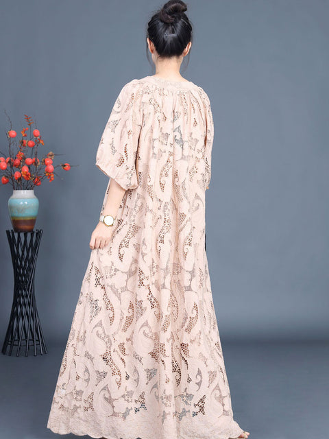 Women Summer Artsy Cutout Lace Maxi Dress