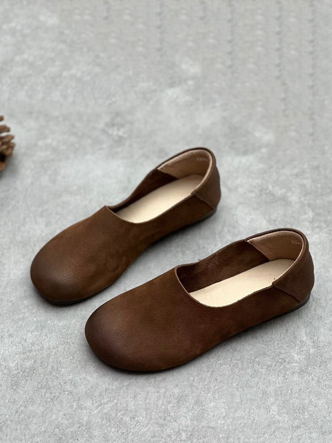 Women Summer Vintage Soft Leather Flat Shoes