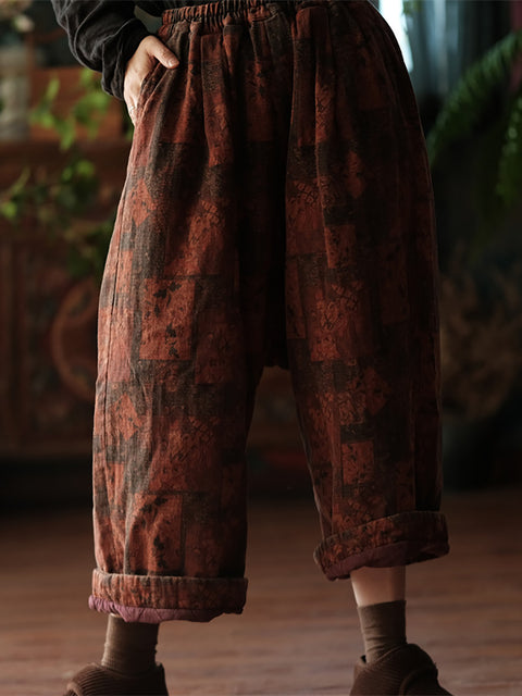 Women Autumn Vintage Flower Patch Cotton Harem Pants