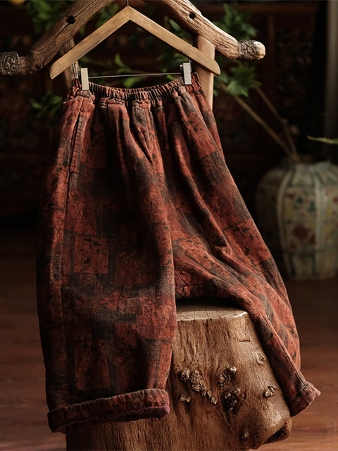 Women Autumn Vintage Flower Patch Cotton Harem Pants