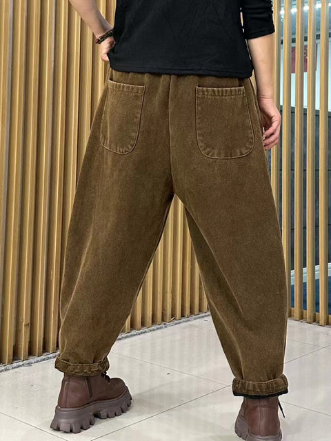 Women Autumn Casual Patch Spliced Harem Pants