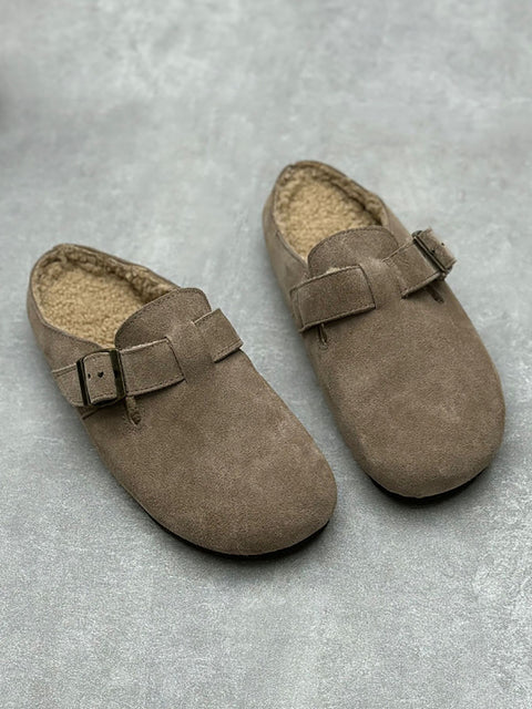 Women Genuine Leather Fleece-lined Birkenstock Slippers