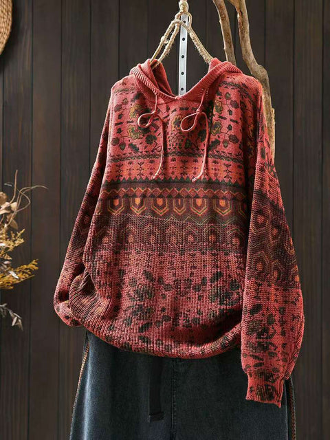 Women Autumn Casual Knit  Hooded Sweater