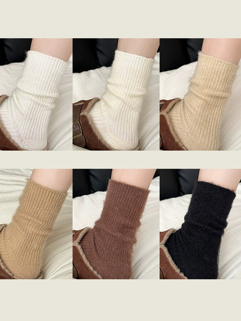 6 Pairs Women Solid Warm Winter Socks