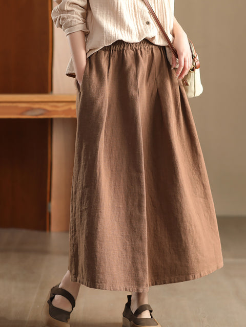 Women Spring Artsy Pure Color Skirt