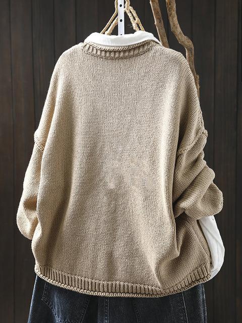 Women Autumn Cartoon Knit O-Neck Sweater