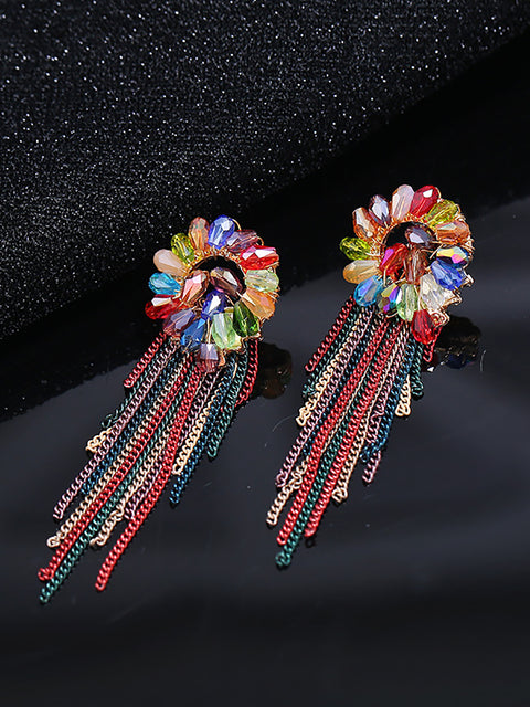 Women Bohemia Crystal Tassel Earrings