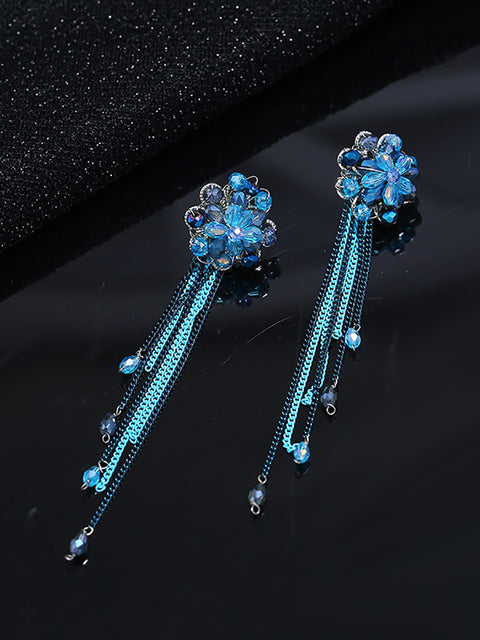 Women Bohemia Crystal Tassel Earrings