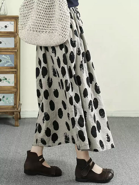 Women Spring Vintage Flower 100%Cotton Skirt