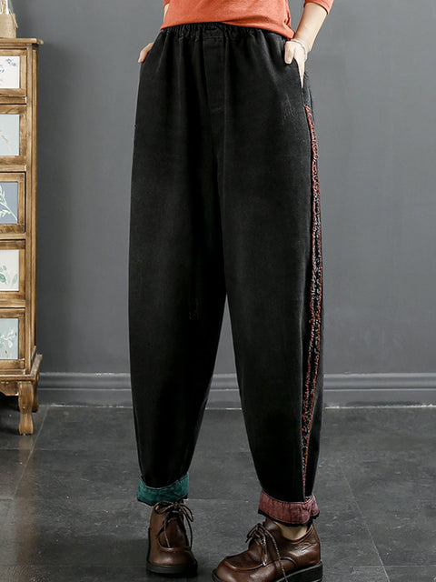 Women Spring Retro Raw-edge Denim Harem Pants