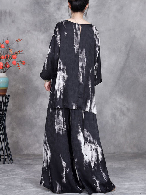 Women Spring Vintage Print Loose Suits