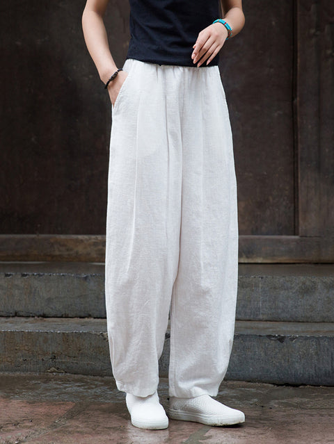 Women Vintage Vintage Solid Fleece-lined Pants