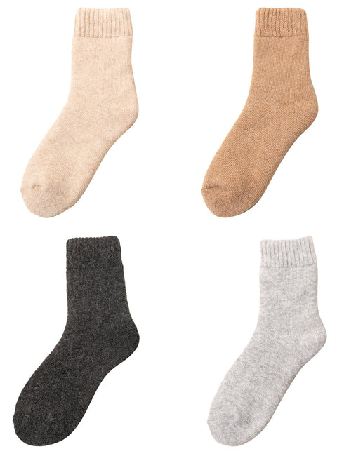 4 Pairs Women Solid Winter Wool Socks