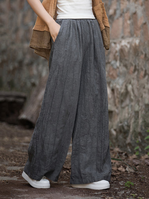 Women Winter Vintage Tie-dye Fleece-lined Wide-leg Pants