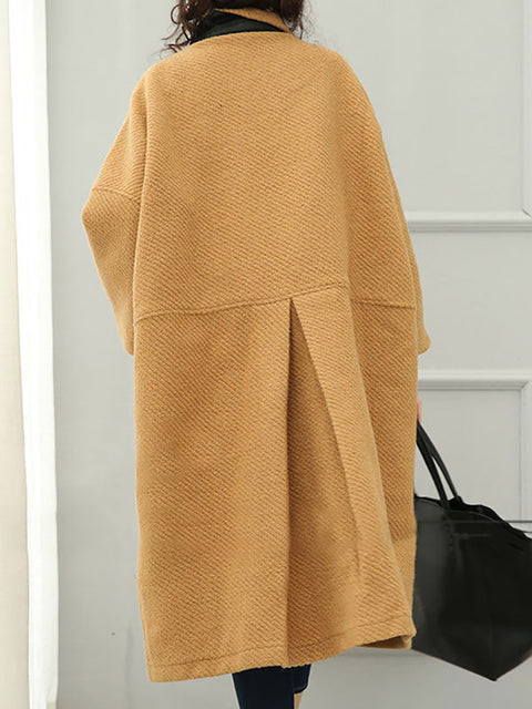 Plus Size Women Winter Casal Loose Wool Coat