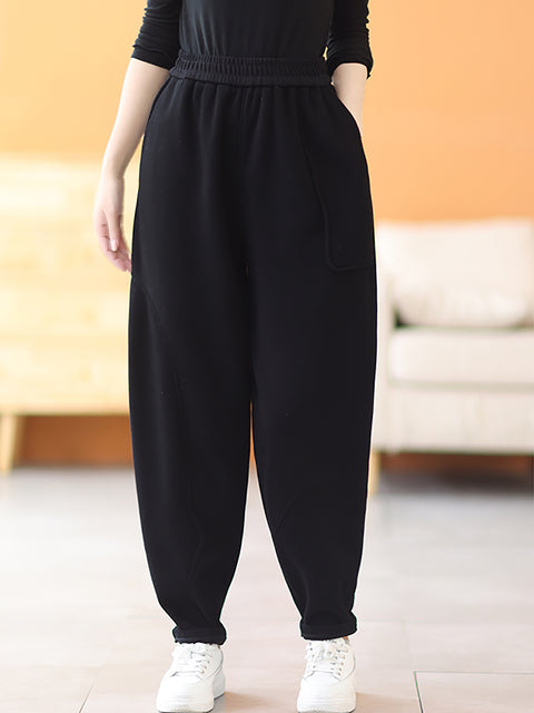 Plus Size Women Casual Winter Fleece-lined Harem Pants