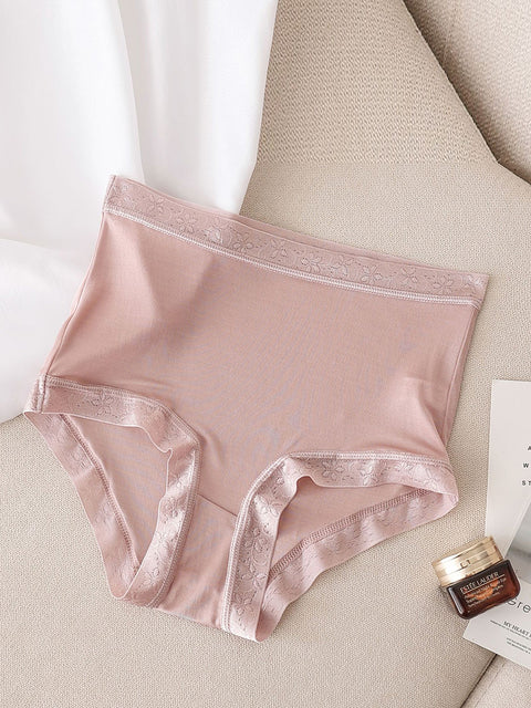 Women Casual Solid Silk Seamless Mid-Waist Underwear