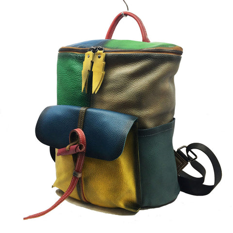 Handcrafted colorful Leather backpack