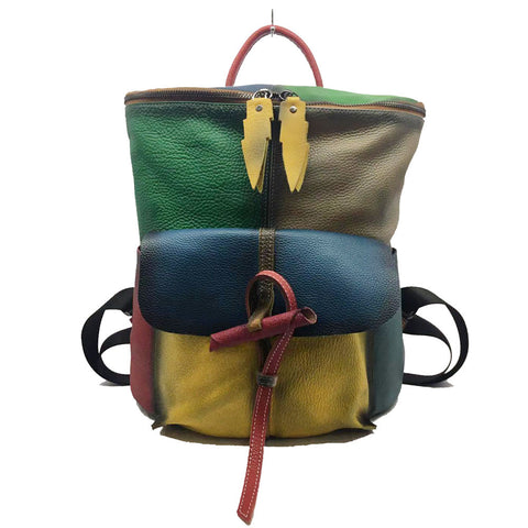 Handcrafted colorful Leather backpack