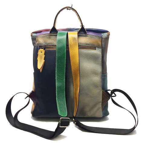 Handcrafted colorful Leather backpack